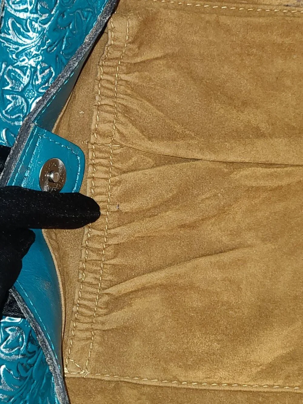 Patricia Nash Harper Tote Crossbody Teal Silver Metallic Floret Tooled Leather